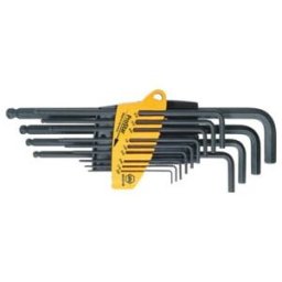 Wiha Jeu de clés mâles en étui ProStar Six pans à tête sphérique, 13 pcs, oxydé noir, exécution en pouces, sous blister (24851) (24851)