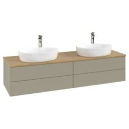V&B; Meuble sous lavabo sans structure de façade, éclairage Antao 160x50cm, H - L, WBP hon. Oa, gris moyen avec laque ; Villeroy & Boch (L28051HK)