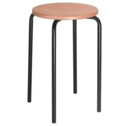 Tabouret empilable STIER avec châssis en tube d'acier robuste, hauteur 500 mm, hêtre naturel, forme ergonomique, réglage en hauteur, chaise d'atelier, tabouret d'atelier (904898)