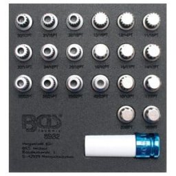 Insert de servante d'atelier 1/6 : Jeu d’outils de réglage pour écrous de jantes pour BMW 21 pièces BGS ; BGS technic (8932)