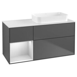 V&B; Meuble sous-lavabo Finion 120x60 cm, éclairage mural, gauche, blanc, anthracite ; Villeroy & Boch (G681MTGK)
