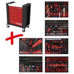 Composition pour servante d’atelier Performanceplus P10 avec 338 outils pour 6 tiroirs KS Tools (810.6338)