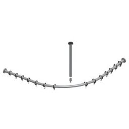 Keuco Ensemble barre de rideau de douche Plan alu alu anodisé argenté, pour douche quart de cercle 90x90 cm (14938170900)