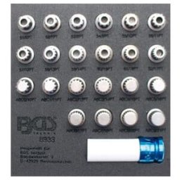 Insert de servante d'atelier 1/6 : Jeu d’outils de réglage pour écrous de jantes pour VAG 23 pièces BGS ; BGS technic (8933)