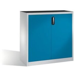 C + P Möbelsysteme Armoire d'appoint à outils C+P avec portes battantes, intérieur 2 tablettes, H1200xL1200xP500mm Façade bleu clair Corps gris clair ; C + P Möbelsystem (8531-000 S10151)