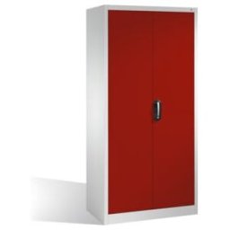 C + P Möbelsysteme Armoire à outils C+P avec portes battantes, 4 tablettes et tringle de vestiaire, H1950xL930xP500mm Façade rouge rubis Corps gris clair ; C + P Möbelsy (8921-312 S10247)