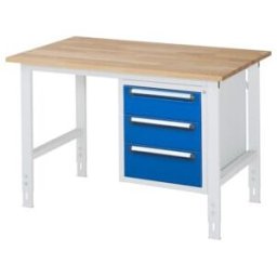 Rau Table de travail Tom réglable en hauteur KM06, L1250xP800xH760-1080mm, Plateau B-25mm (06-625B80-12-KM06.11)