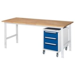 Rau Table de travail Tom réglable en hauteur KM09, L2000xP800xH760-1080mm, plateau B-25mm (06-625B80-20-KM09.11)