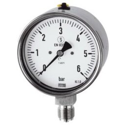 Riegler Mano, acier CrNi, sécurité, G 1/2 radial bas, 0-250,0 bar, Ø100 (5084)