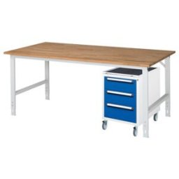 Rau Table de travail Tom réglable en hauteur KM09, L2000xP1000xH760-1080mm, plateau B-25mm (06-625B10-20-KM09.11)