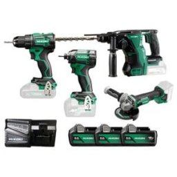 Kit HiKOKI perceuse-visseuse sans fil + visseuse à choc + Meuleuse d'angle + perforateur-burineur KC18DE-3 (KC18DEWHZ)