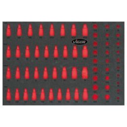 VIGOR Insert en mousse souple 1/1, set d’embouts pour clés à douille, vide V2838 (V2838)