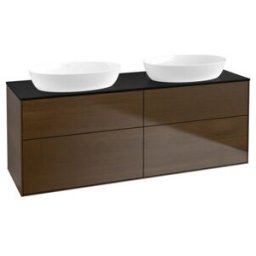 V&B; Meuble sous lavabo Éclairage mural Finion 160x60 cm, placage noyer, bleu m ; Villeroy & Boch (GA8200GN)