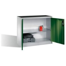 C + P Möbelsysteme Armoire d'appoint à outils C+P avec portes battantes, 1 tablette intérieure, H1000xL1200xP500mm Façade vert réséda Corps gris clair ; C + P Möbelsyste (8831-000 S10209)