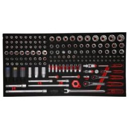 Jeu de clés à douille 1/4'' + 3/8'' + 1/2'' dans insert en mousse, 156 pcs KS Tools (813.0156)