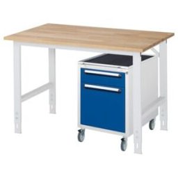 Rau Table de travail Tom réglable en hauteur KM08, L1250xP800xH760-1080mm, Plateau B-25mm (06-625B80-12-KM08.11)