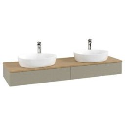 V&B; Meuble sous lavabo avec structure de façade, éclairage Antao 160x50cm, H I P, WBP chêne hon. Oa, gris mat Lac ; Villeroy & Boch (L17151HK)