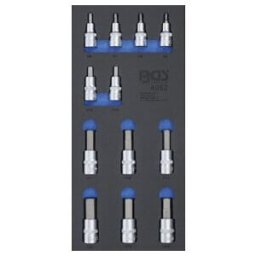 BGS technic Insert de servante d'atelier 1/3 : Jeu de douilles à embouts six pans intérieurs 12,5 (1/2