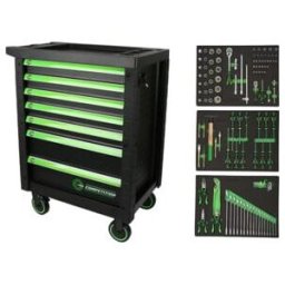 KS Tools COMPETITION Servante d'atelier avec 7 tiroirs et 119 outils premium (512.3119)