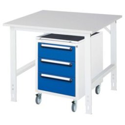 Rau Table de travail Tom réglable en hauteur KM09, L1000xP1000xH760-1080mm, plateau M 22mm (06-625M10-10-KM09.11)
