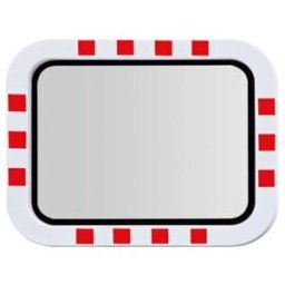 Moravia Miroir de circulation en acier inoxydable 450 × 600 mm cadre rouge/blanc + collier (242.20.223)