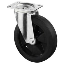 Roulette pivotante BS Rollen, bandage élastique noir Ø 160 mm (L400.B60.160)