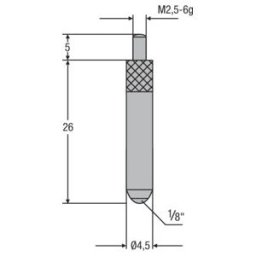 Helios-Preisser HM insert de mesure M2,5mm embout sphérique 1/8