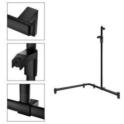 Keuco AXESS Barre de douche noire, 850/850 mm, avec support, version droite (35015370101)