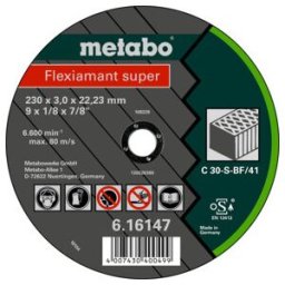 Flexiamant super 230 x 3,0 x 22,23 pierre, meule de tronçonnage, modèle coudé metabo (616303000)