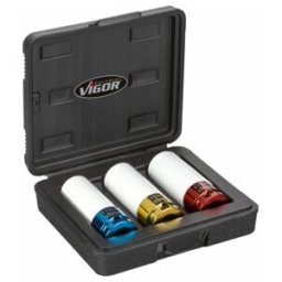 VIGOR Clé à chocs jeu de douilles V2522 carré creux 12,5 mm (1/2 pouce) profil hexagonal extérieur 3 pièces (V2522)