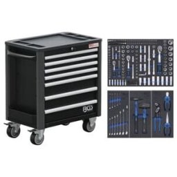 BGS Servante d’atelier, 7 tiroirs, hauteur extra basse, avec 209 outils ; BGS technic (4140)
