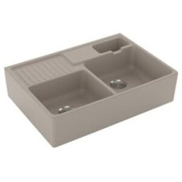 V&B; Évier double ALG, commande manuelle, égouttoir, amande ; Villeroy & Boch (632391AM)