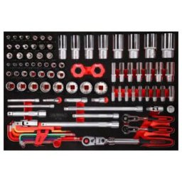Jeu de clés à douille 1/4'' + 3/8'' + 1/2'' dans insert en mousse, 92 pcs, en pouces KS Tools (811.0092)