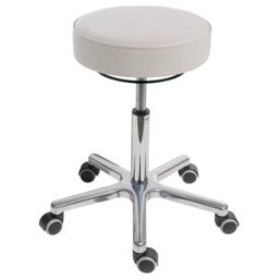 Tabouret pivotant à roulettes STIER, hauteur d'assise 540-720 mm, similicuir rembourré blanc, forme ergonomique, réglage en hauteur, chaise d'atelier, tabouret d'atelier (904912)