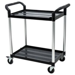 Chariot de service STIER avec 2 étagères, 750 mm de longueur x 460 mm de largeur x 825 mm de hauteur, charge max. 150 kg, nettoyage facile, chariot d'atelier, servante d'atelier (904604)