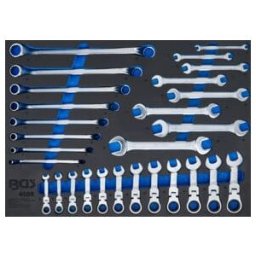 Insert de servante d'atelier pliable BGS 3/3 pour clés mixtes, polygonales doubles et mixtes à cliquet, 28 pièces ; BGS technic (4008)