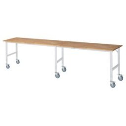 Rau Table de travail mobile (HV) Tom (6 LR), L4000xP800xH910-1230mm, Plateau B 25mm (06-625B80-40-6LF.12)
