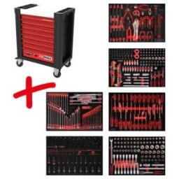 Composition pour servante d’atelier Performanceplus P10 avec 423 outils pour 6 tiroirs KS Tools (810.6423)