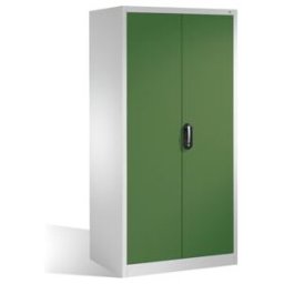 Armoire à outils C+P XXL avec portes battantes, 4 tablettes intérieures, H1950xL930xP800mm Façade vert réséda Corps gris clair ; C + P Möbelsysteme (8924-00 S10166)