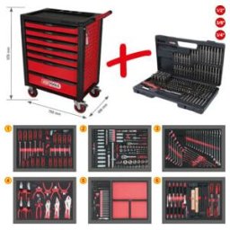 Servante d'atelier RACINGline, NOIR/ROUGE, 7 tiroirs, 598 outils KS Tools (826.7598)