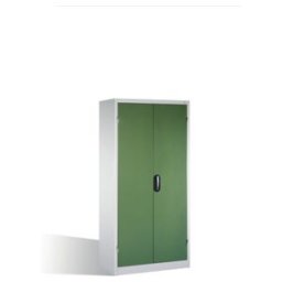 C + P Möbelsysteme Armoire pour charges lourdes C+P avec portes battantes, 4 tablettes et 3 tiroirs, H1950xL930xP600mm Façade vert réséda Corps gris clair ; C + P Möbels (8922-523 S10094)