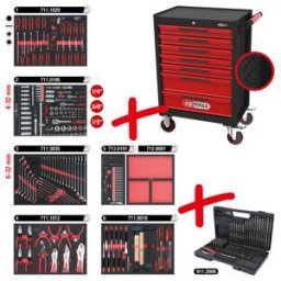 Servante d'atelier ECOline KS Tools NOIR/ROUGE avec 7 tiroirs et 598 outils d'excellente qualité (897.7598)