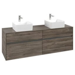 V&B; Meuble sous lavabo Collaro 160x54,8x50 cm, 2 tiroirs, chêne pierre ; Villeroy & Boch (C05200RK)