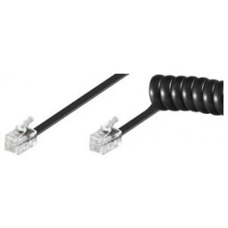 Goobay Câble spirale pour combiné téléphonique 4m, noir, St/St 68002 (68002)