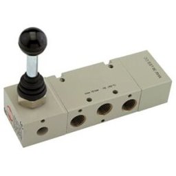 Riegler 5/3 Vanne 3 voies, levier manuel 90°, G 1/4, milieu fermé, rappel par ressort (514.131)