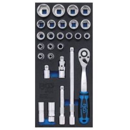 Insert de servante d'atelier 1/3 : Jeu de clé à douilles 12,5 mm (1/2) 27 pièces BGS ; BGS technic (4126)