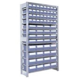 Rayonnages à tablettes équipés de bacs Bito RK p 524 x H 1850 bacs en bleu-gris (53016)