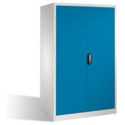 Armoire à outils C+P XXL avec portes battantes, 4 tablettes intérieures, H1950xL1200xP800mm Façade bleu clair Corps gris clair ; C + P Möbelsysteme (8934-00 S10199)
