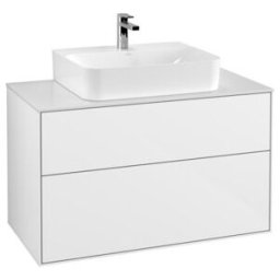 V&B; Finion Meuble sous lavabo Éclairage mural 100x60,3x50,1 cm, blanc mat, blanc brillant laqué ; Villeroy & Boch (G10100GF)