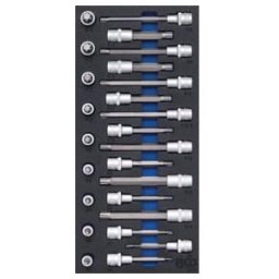 BGS technic Insert de servante d’atelier 1/3: Jeu de douilles à embouts 12,5 mm (1/2